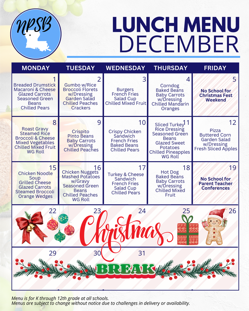 dining menu December 2025