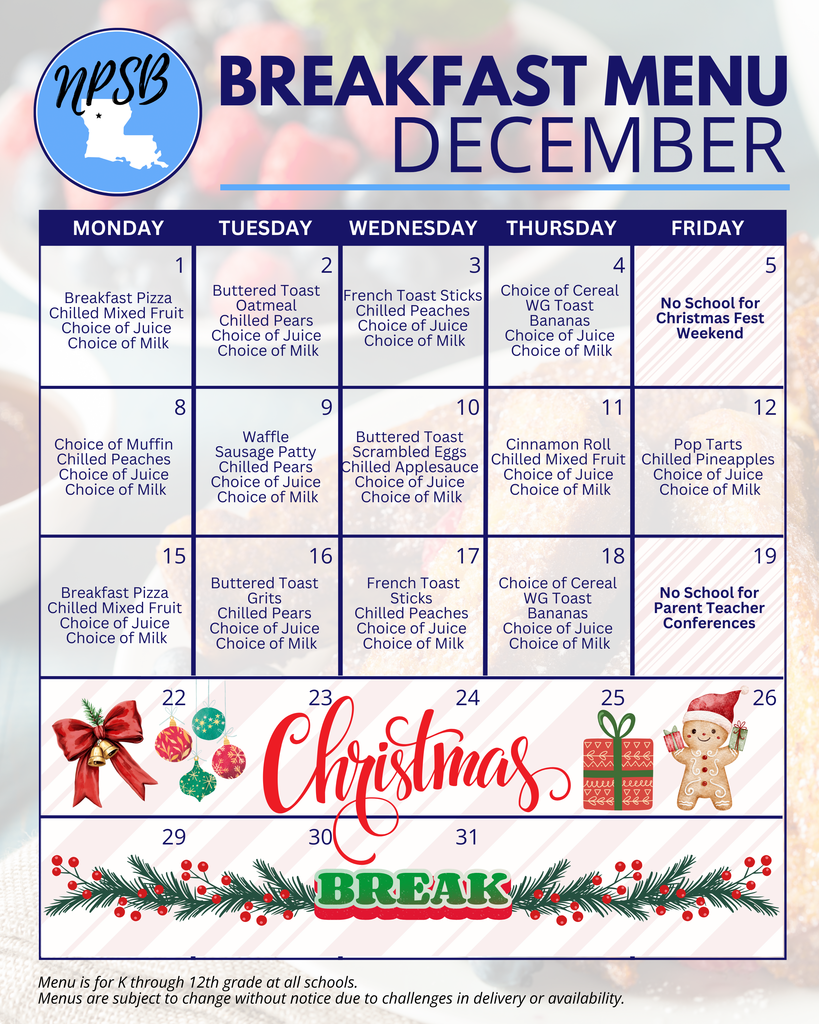 dining menu December 2025