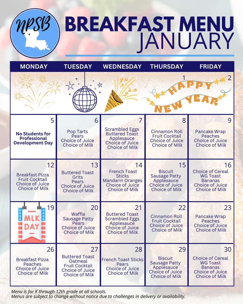 jan 2026 breakfast menu