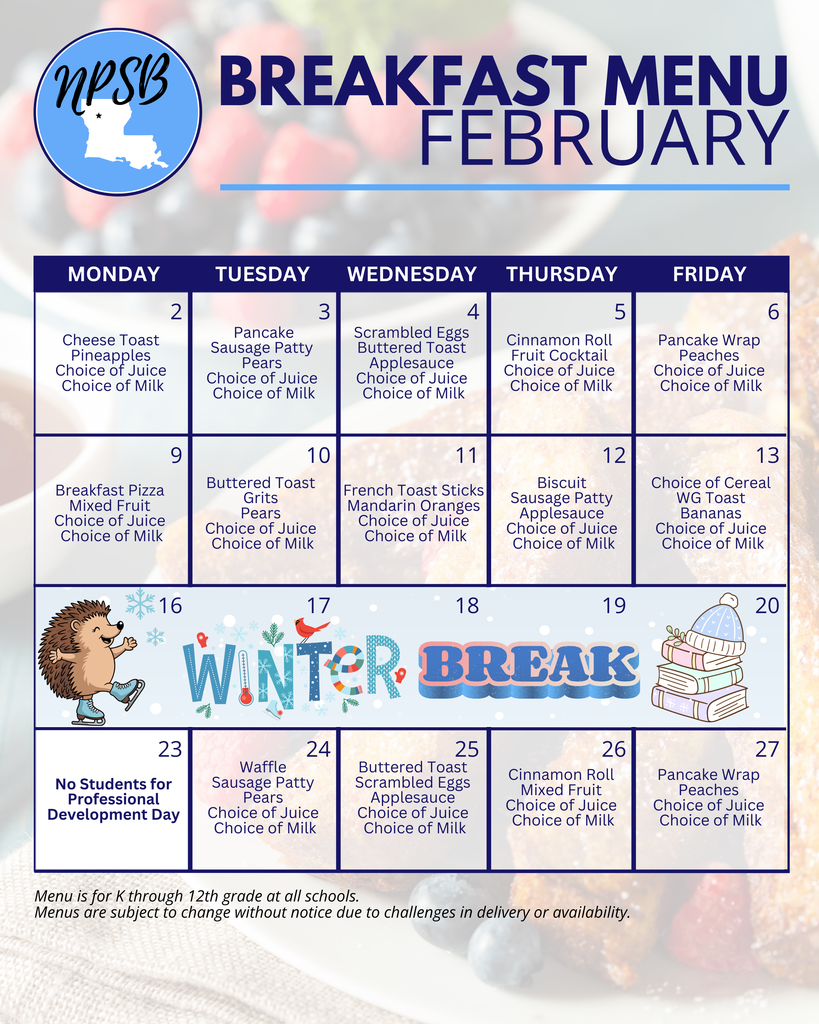 breakfast February 2026