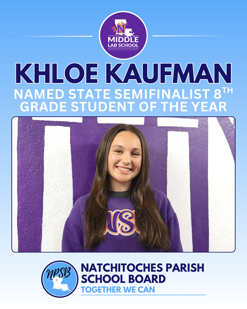 8th grade student of the year state semifinalist Khloe Kaufman