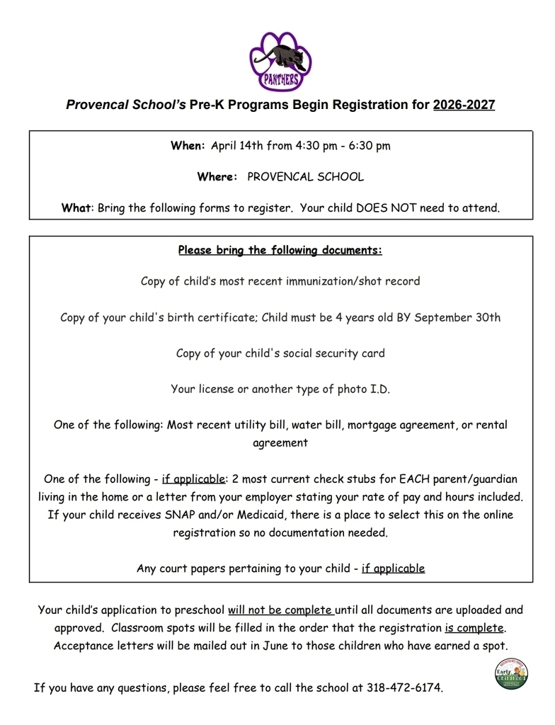 Please bring the following documents: Copy of child's most recent immunization/shot record Copy of your child's birth certificate: Child must be 4 years old BY September 30th Copy of your child's social security card Your license or another type of photo I.D.