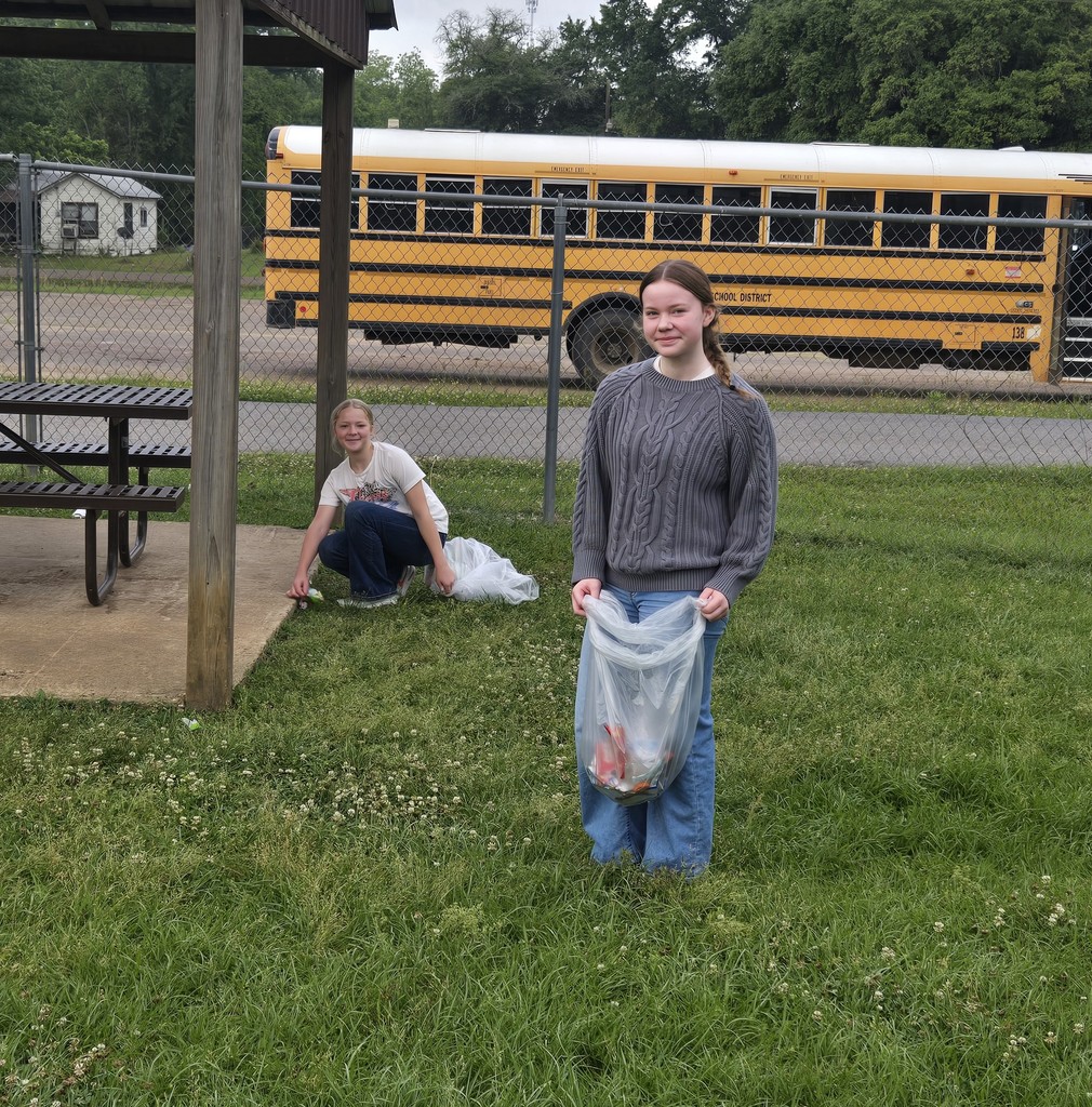 Children picking up trash