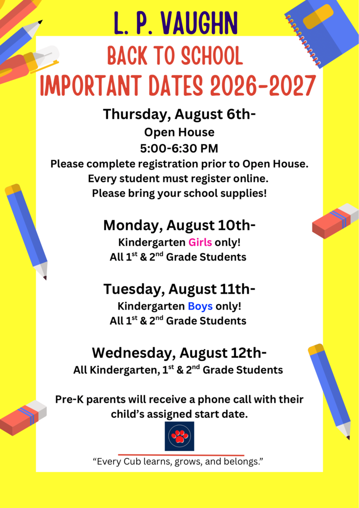 Back to School Important Dates