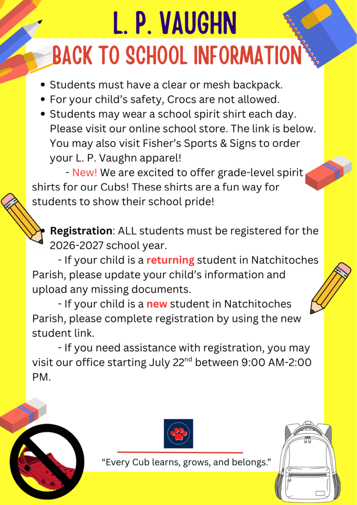 Back to School Information