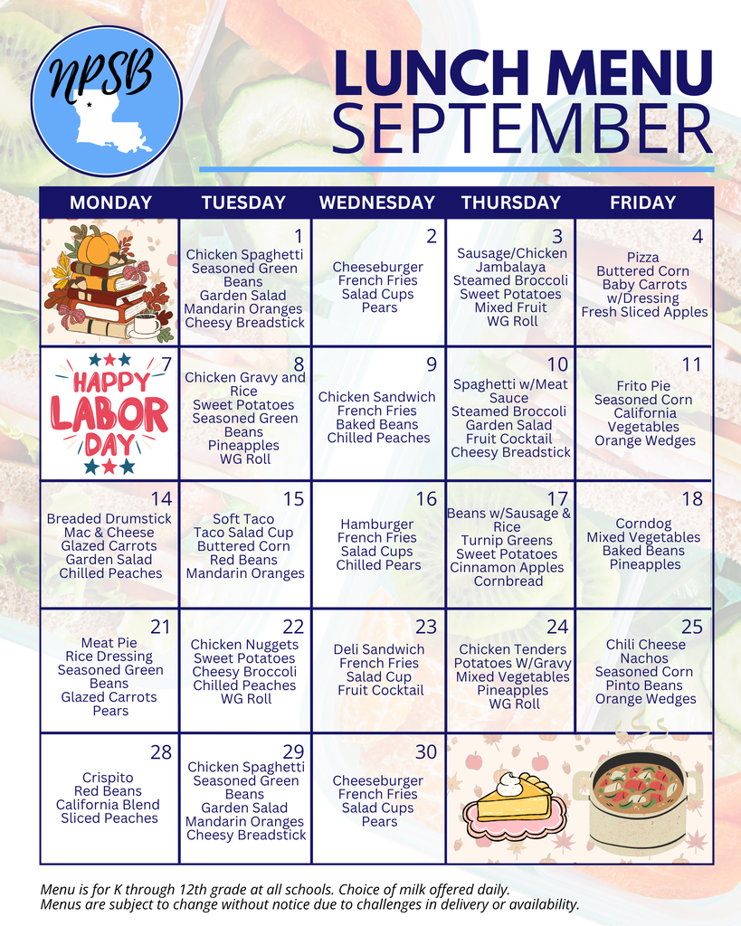 lunch dining menu 2026 september