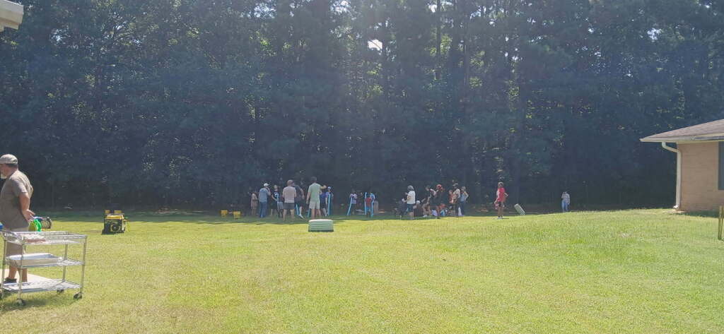 group of people in the distance