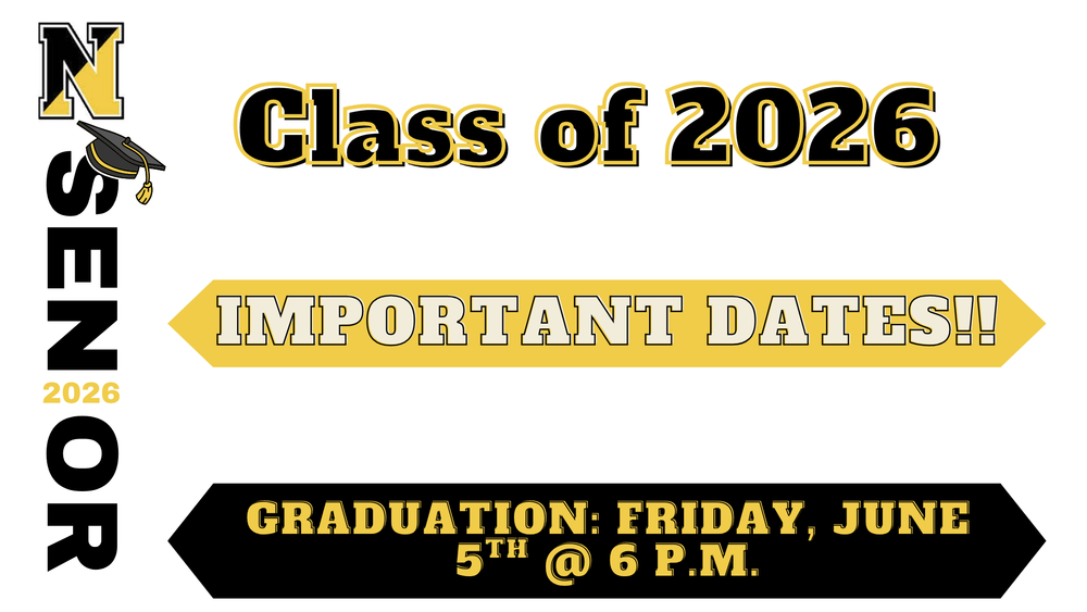 Text in black and gold: Class of 2026 Senior Important Dates
