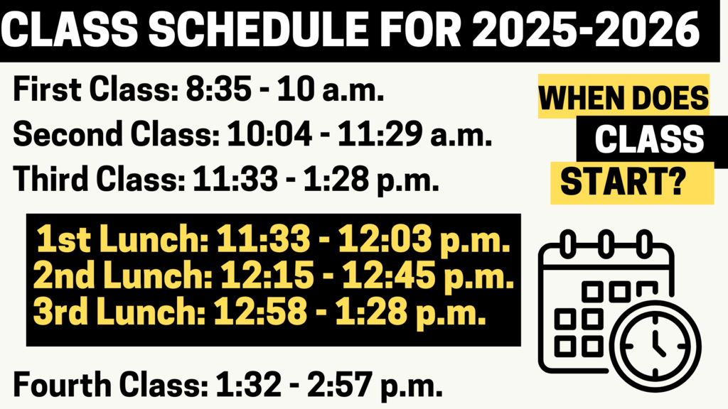 2025 - 2026 Classes Meeting Times