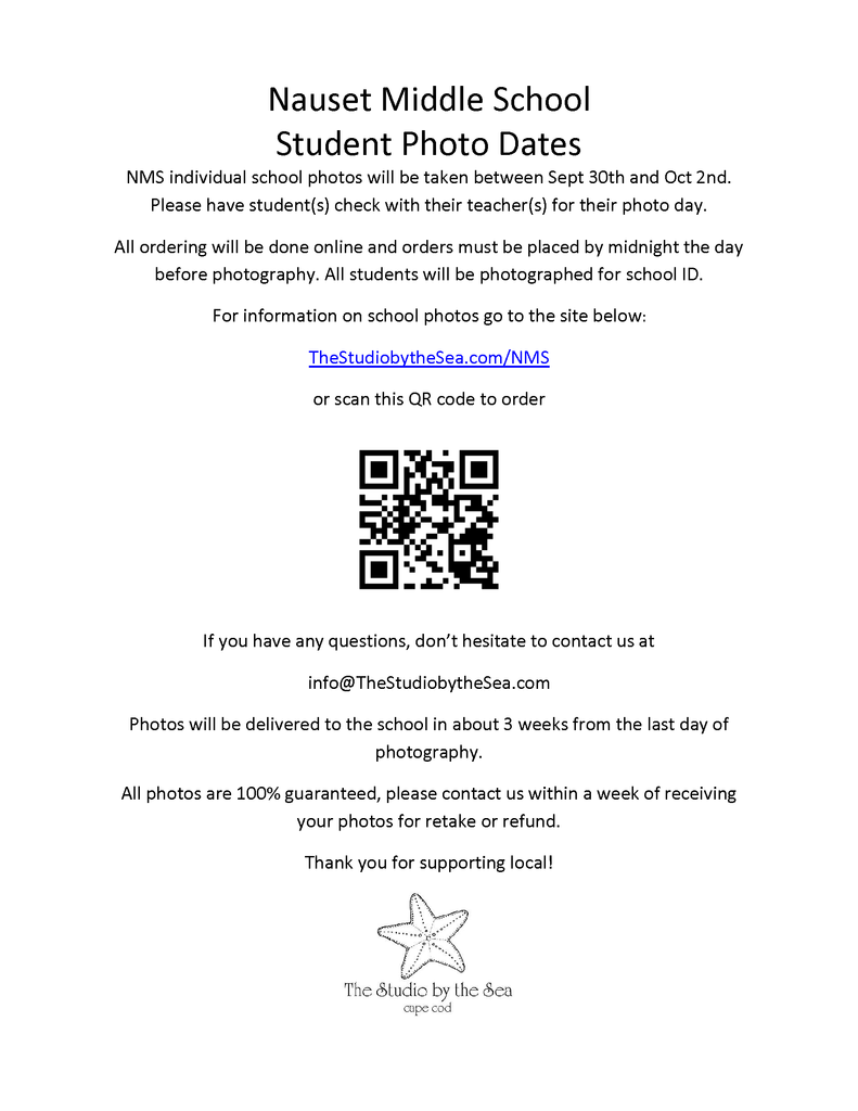 NRMS Student Photo Days Flyer 2025-2026
