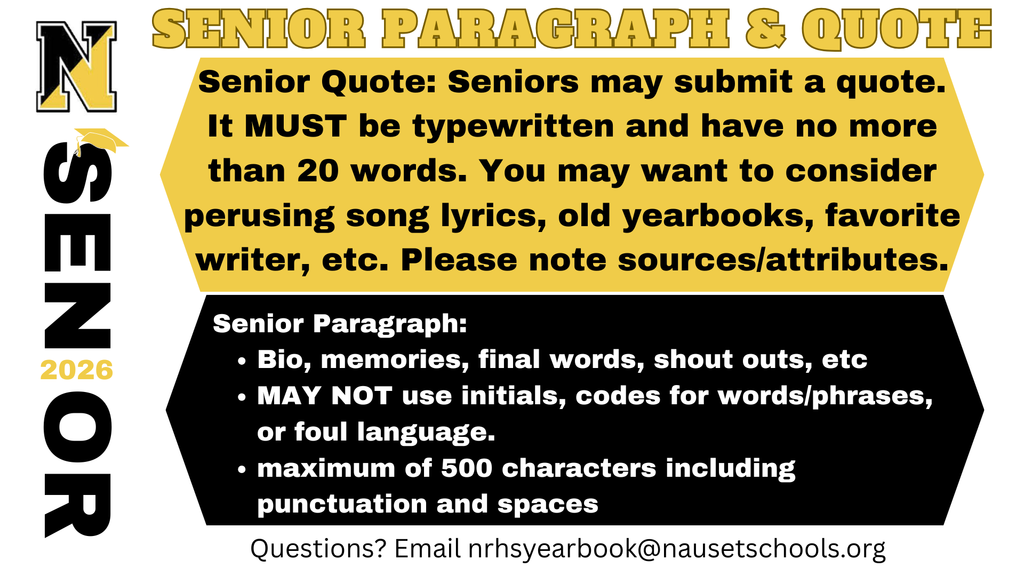 Senior Yearbook Submission Info: Quote & Paragraph