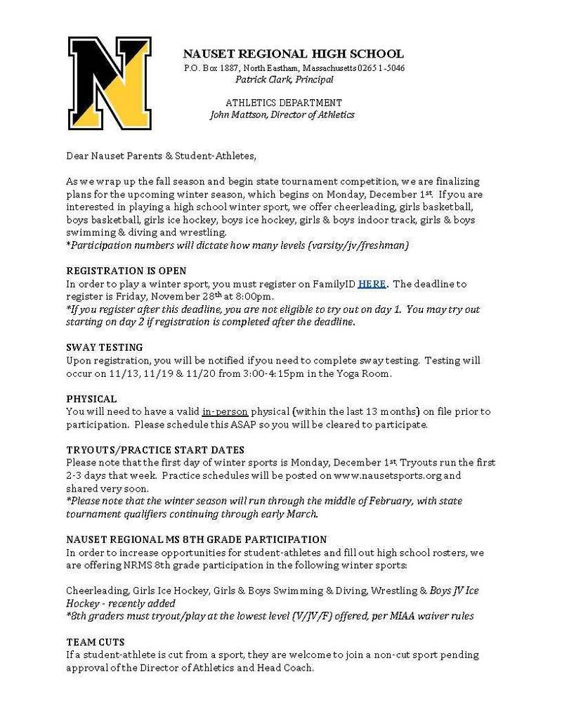 Nauset HIgh Winter Sports Letter