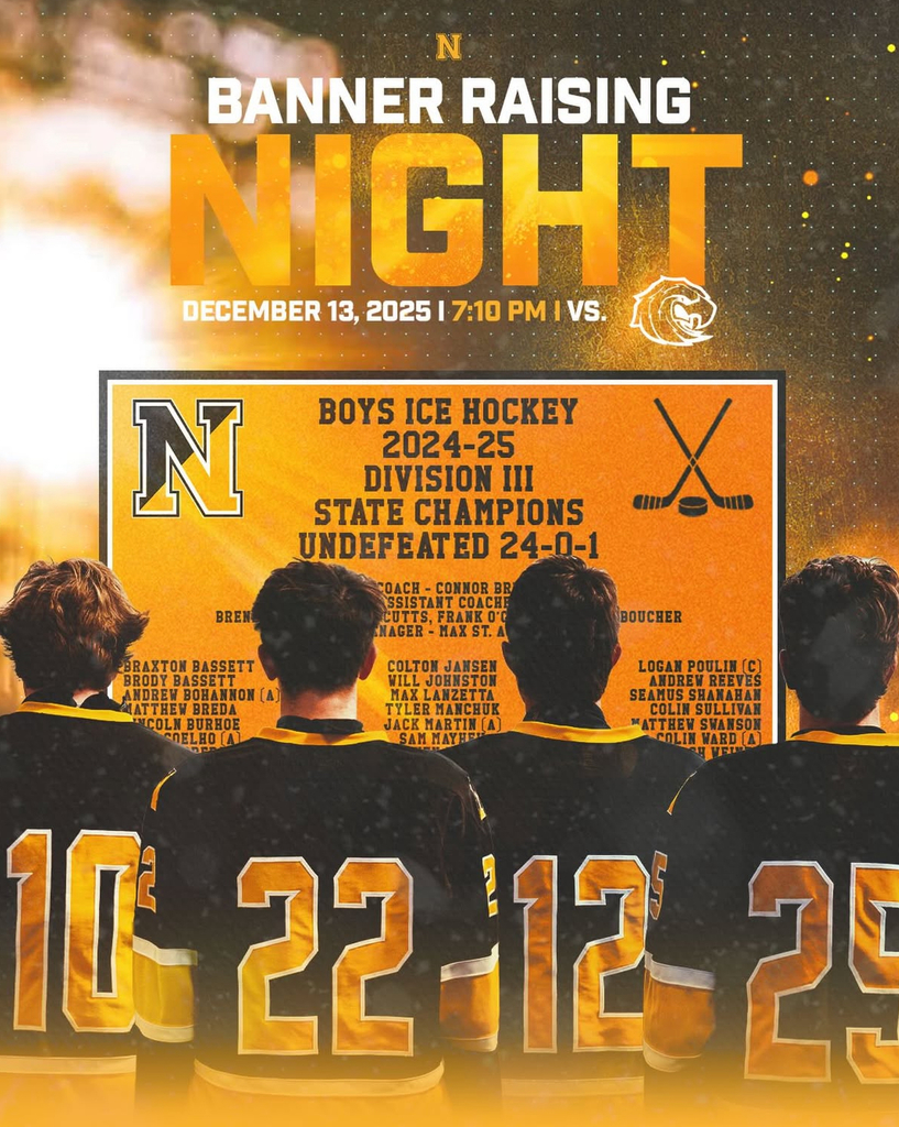 Boys Hockey 2024-2025 State Champions Banner raising ceremony Flyer