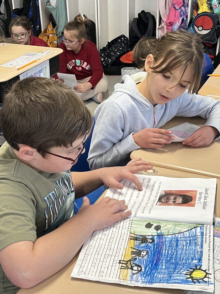 Today, our third graders teamed up with some students from the second-grade class to read together!