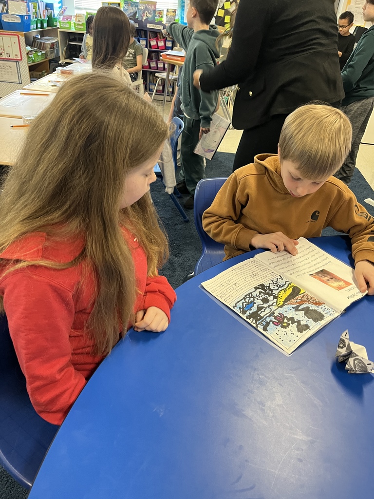 Today, our third graders teamed up with some students from the second-grade class to read together!