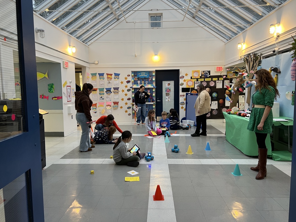 During STEM Night, students were able to show their families how to direct small robots.