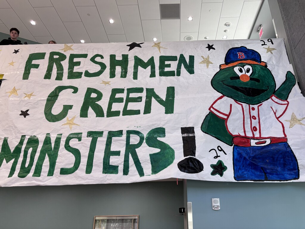 Freshmen Class Banner with Wally the Green Monster and green text "Freshmen Green Monsters"