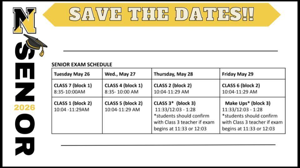 Senior Final Exam Schedule