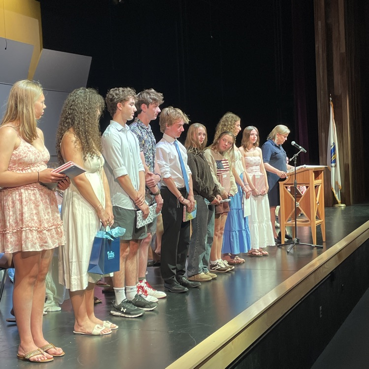 students on stage
