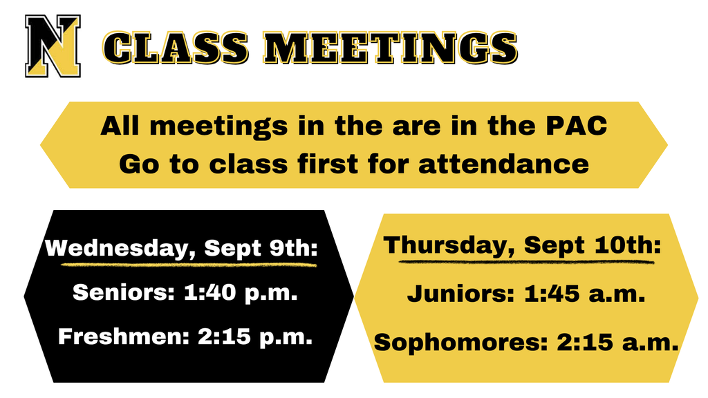 Class Meetings Schedule for 9/9 and 9/10
