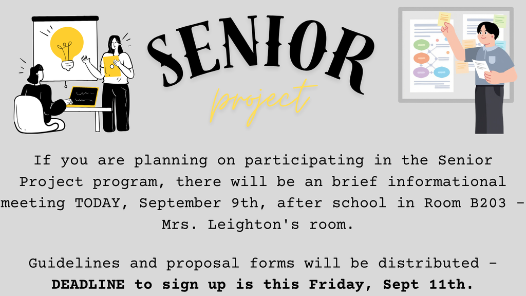 Flyer for Senior Project Meeting today 9/9