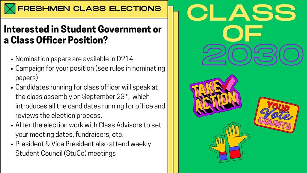 Freshmen Class Elections information flyer