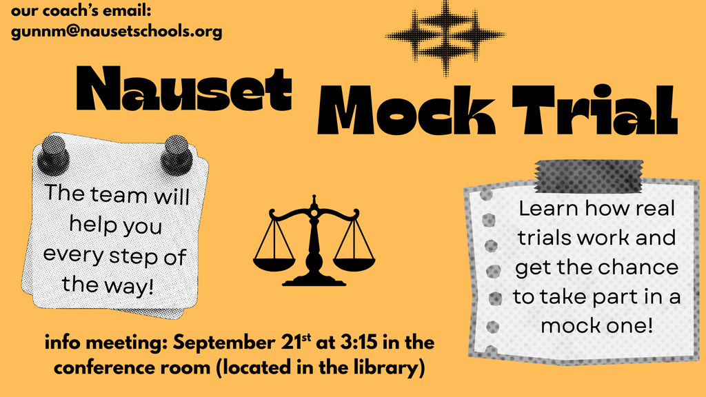 NRHS Mock Trial Flyer - 9/21 first meeting in Library at 3:15p.m.