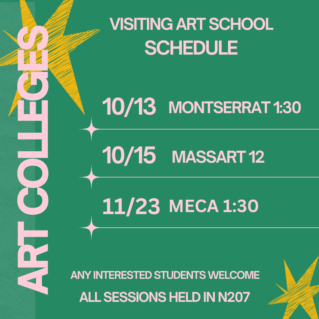 Art College Visit Schedule 2026-2027