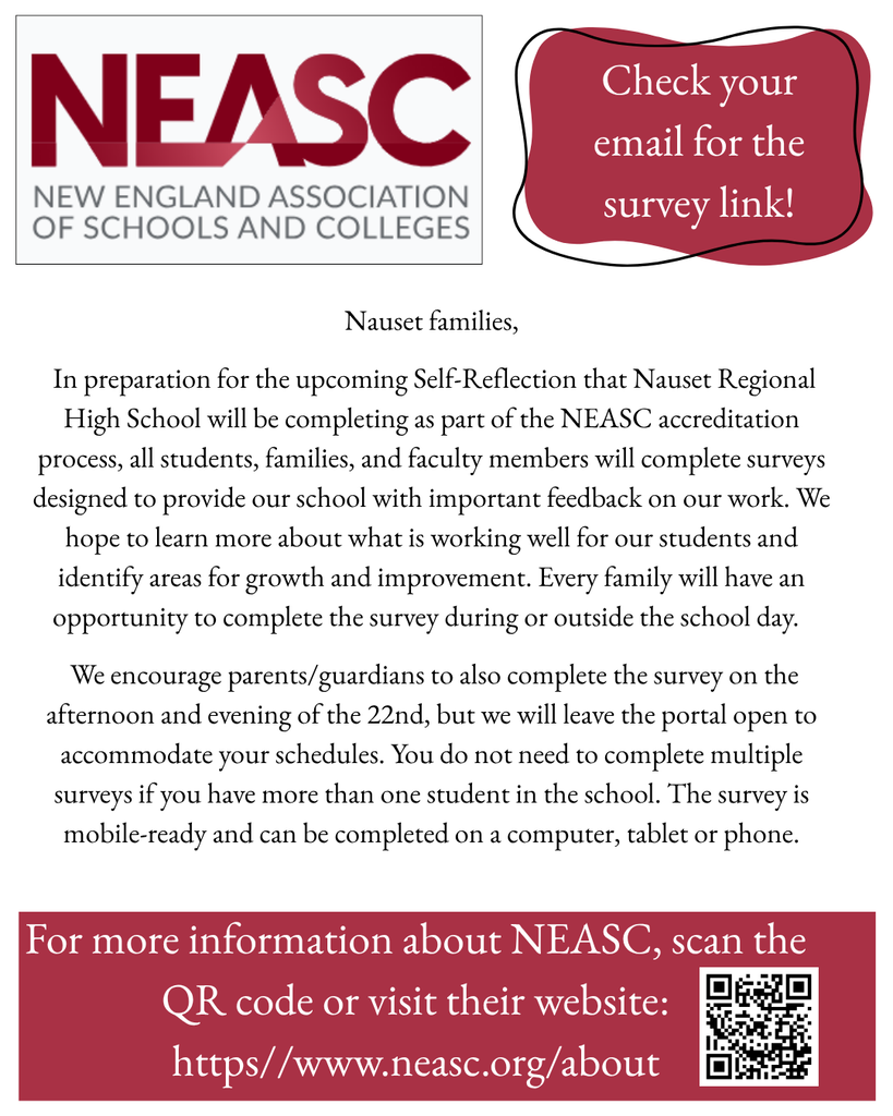 Family flyer to remind to take NEASC survey