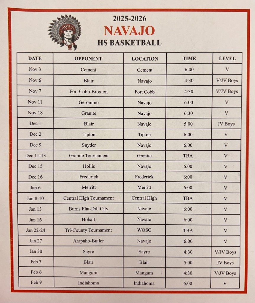 25/26 Basketball Season schedule