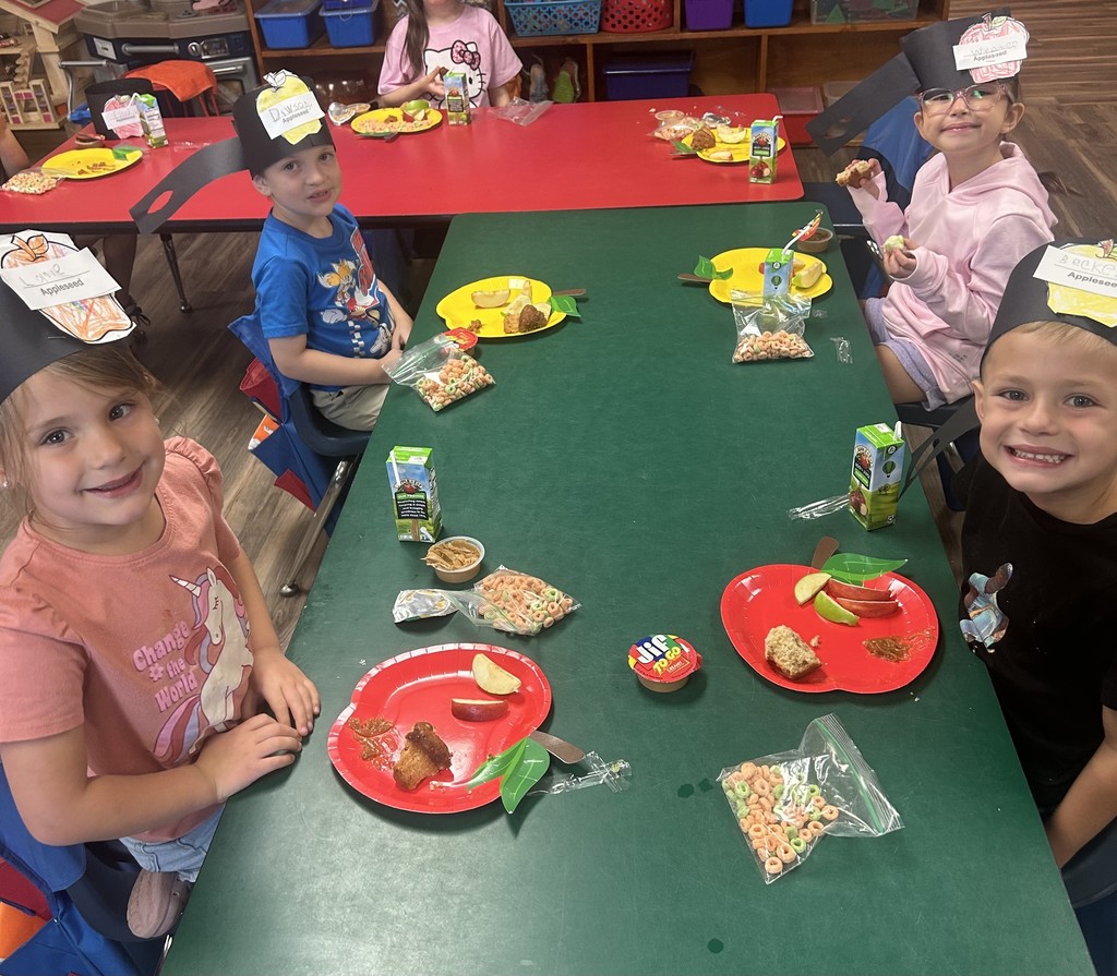 Elementary students celebrating Johhny Appleseed day