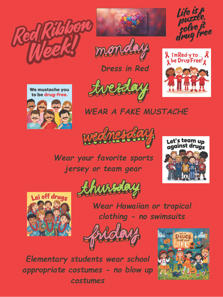 Red ribbon week dress up days flyer
