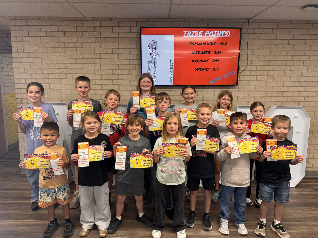 Students of the week in the main Elementary office.