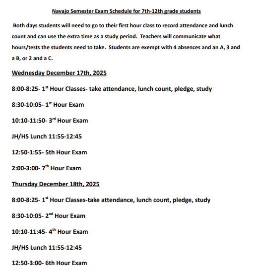 Info on Semester Exams