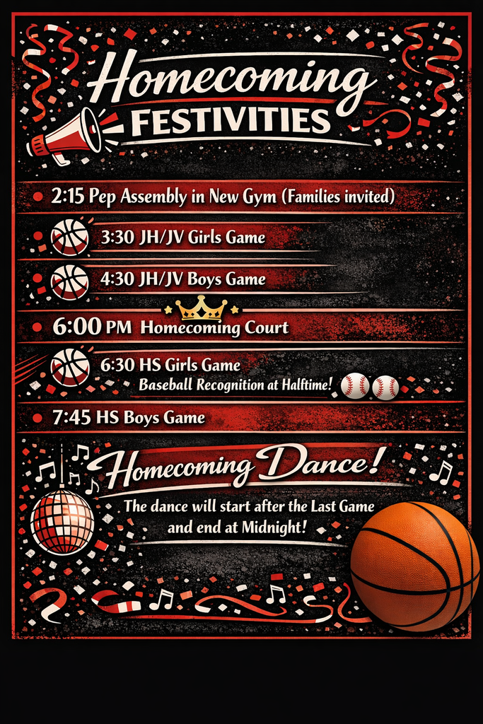 Join us this Friday, January 16th, for Homecoming! Come cheer on our Navajo basketball teams and enjoy a full night of Homecoming fun