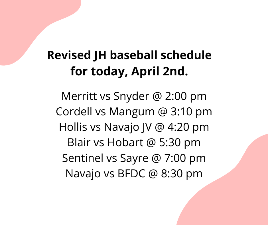 Revised baseball schedule
