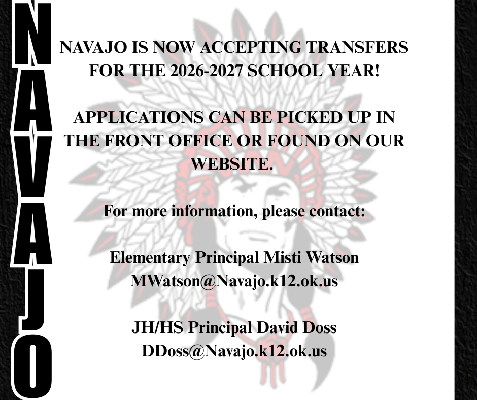 Navajo black and white flyer for transfer students