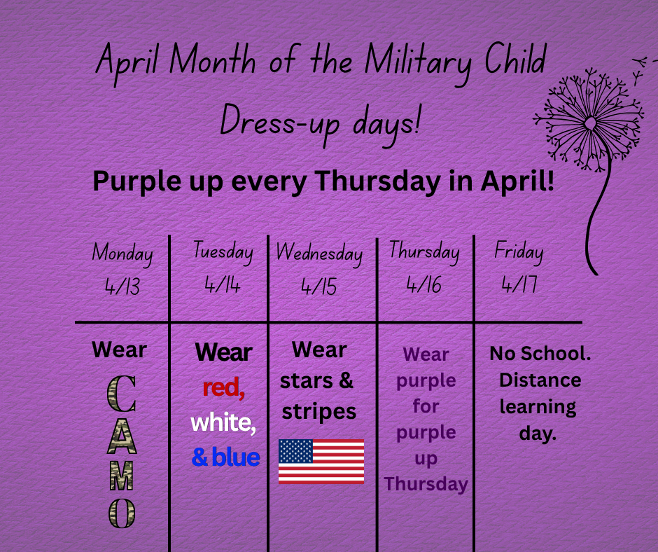 Dress up days for Month of the Military Child