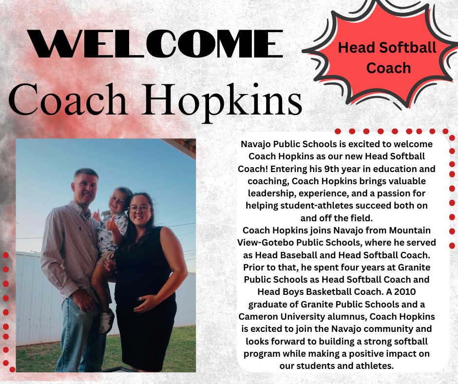 Welcome post with a picture of coach hopkins his pregnant wife and a toddler boy. 