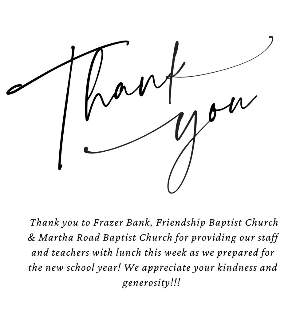 Thank you Frazer Bank, Friendship Baptist & Martha Road Baptist church 