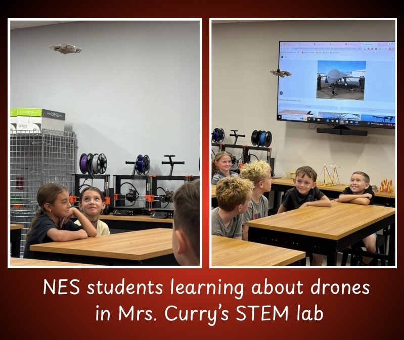NES STUDENTS LEARNING ABOUT DRONES IN MRS. CURRY'S STEM LAB