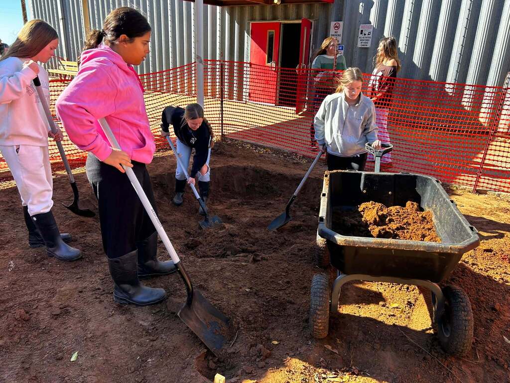 Navajo Students working on Outdoor Classroom