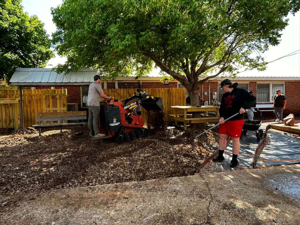 Navajo Students working on Outdoor Classroom