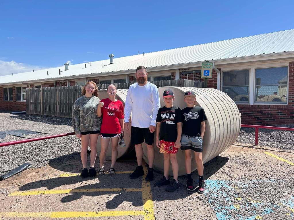 Navajo Students working on Outdoor Classroom