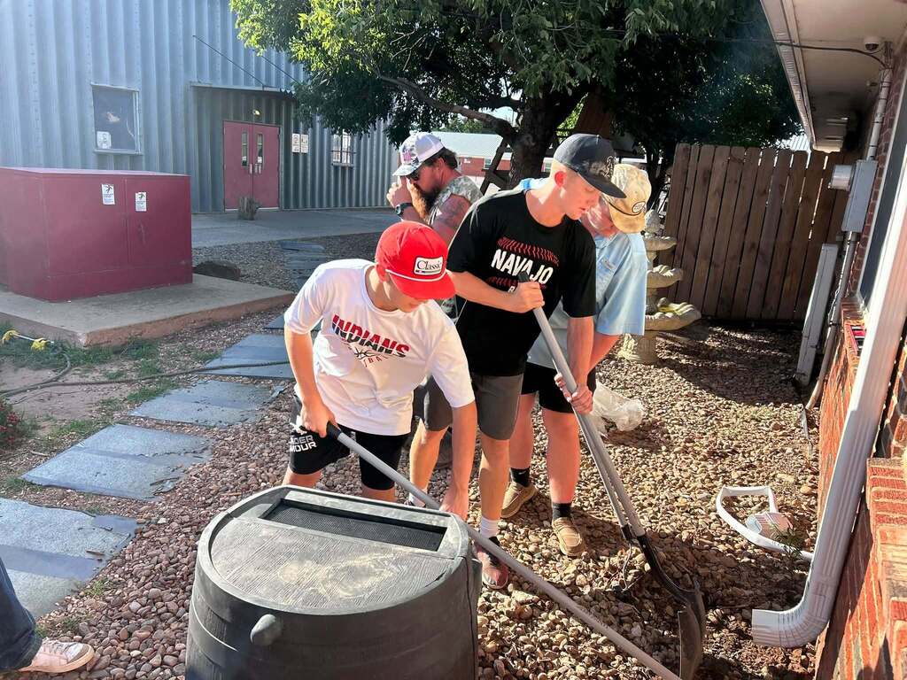 Navajo Students working on Outdoor Classroom