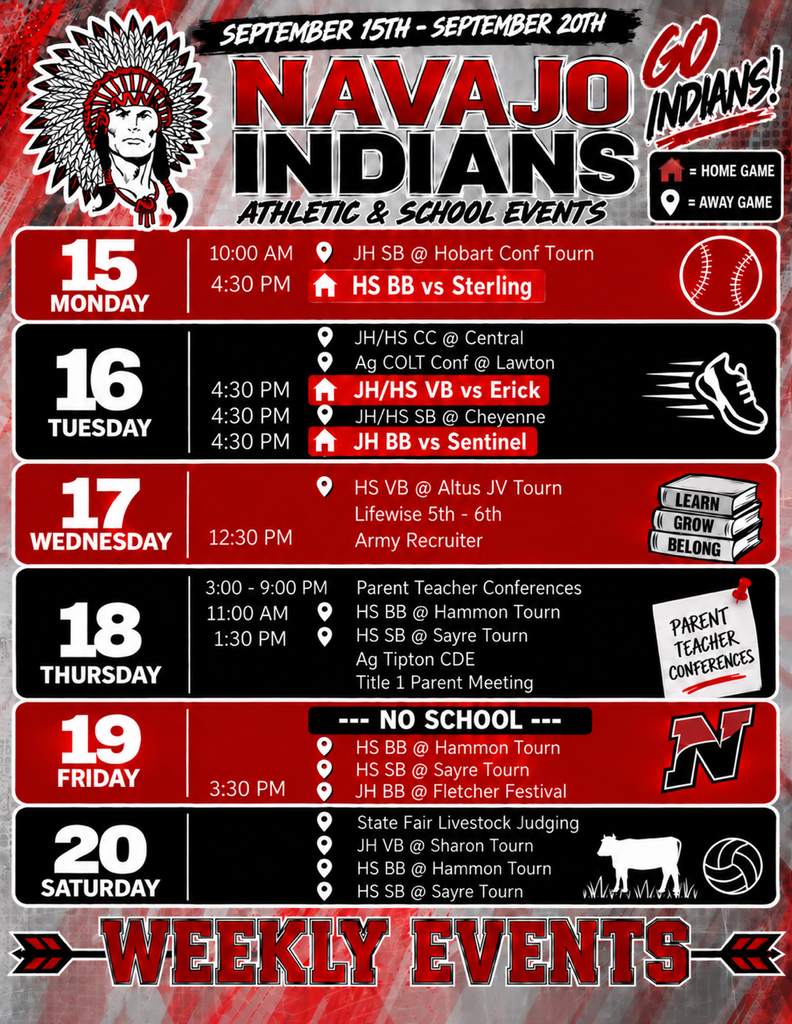 Weekly Events for September 15- September 20th