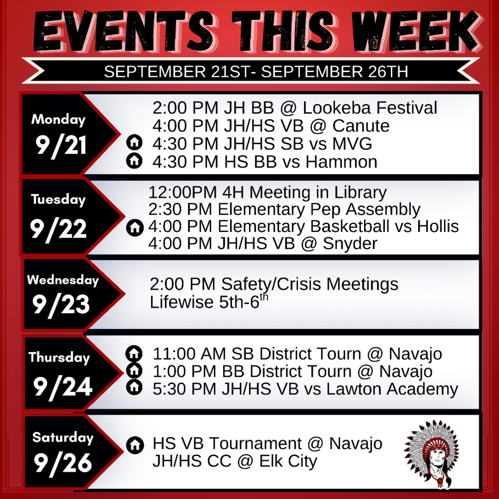 Events for the week of September 21st - September 26th