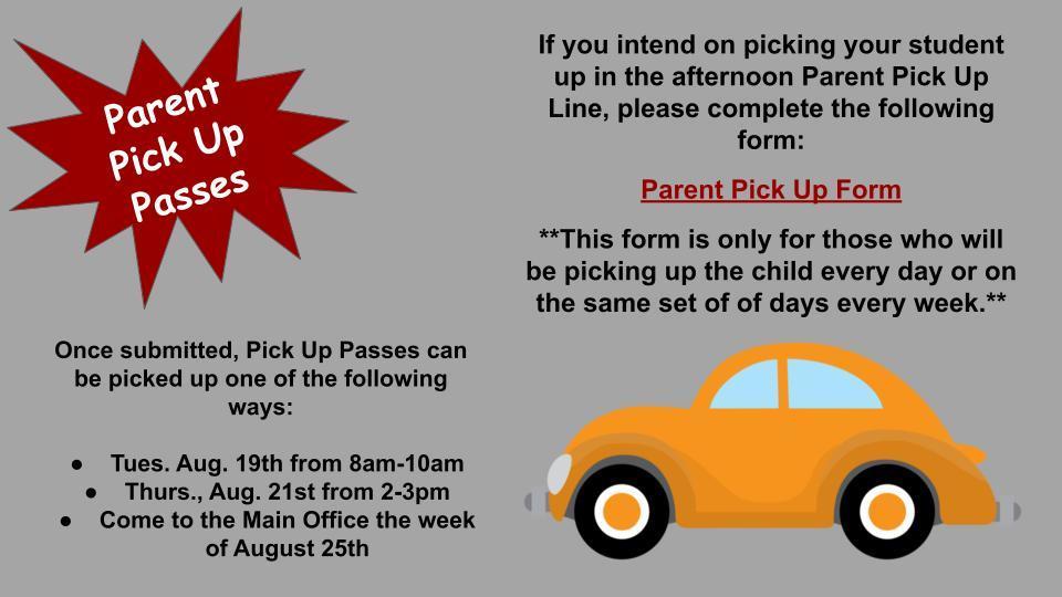 2025 Parent Pick Up Passes