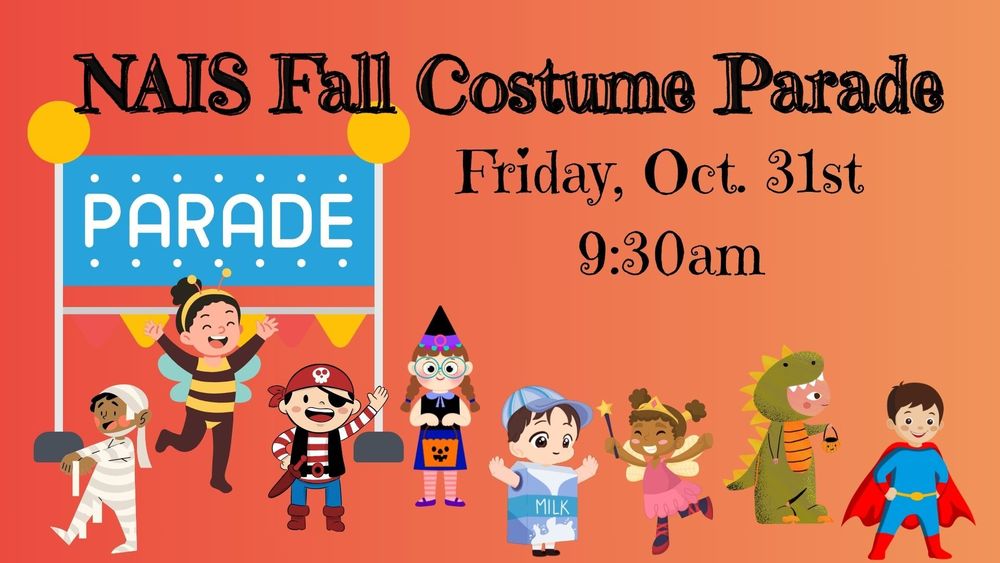 8 kids dressed in halloween cotumes marching in a parade