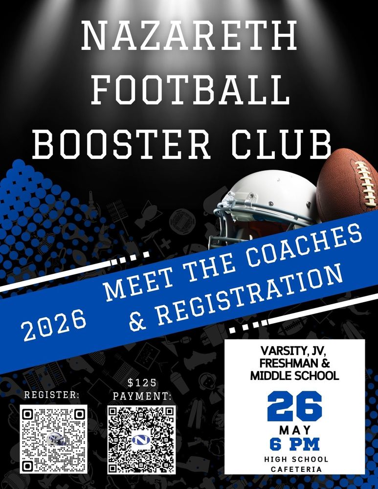 Nazareth Football Meet the Coaches & Booster Club Registration